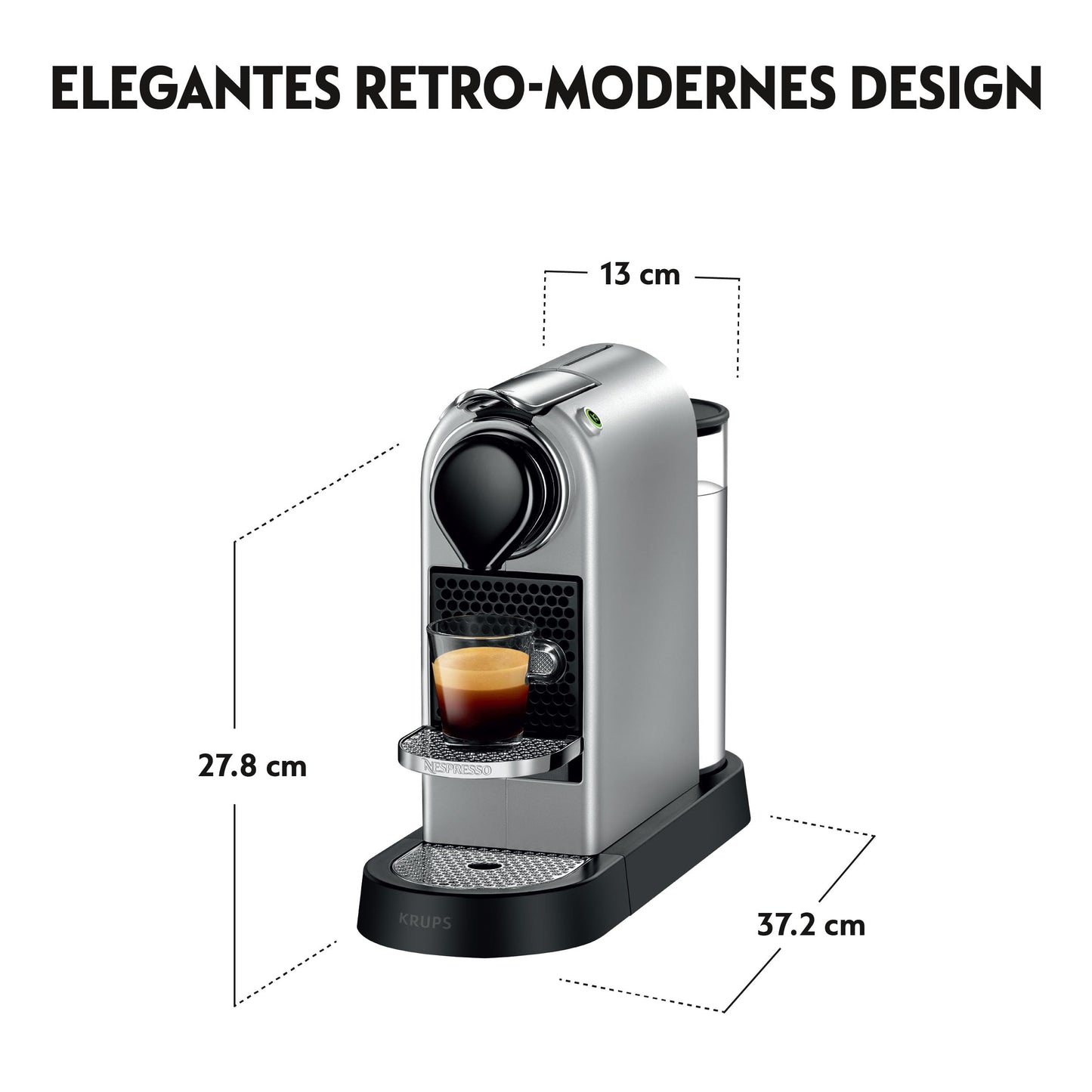 Nespresso Krups CitiZ Kaffeemaschine Silber, 1L Tank, 1260W