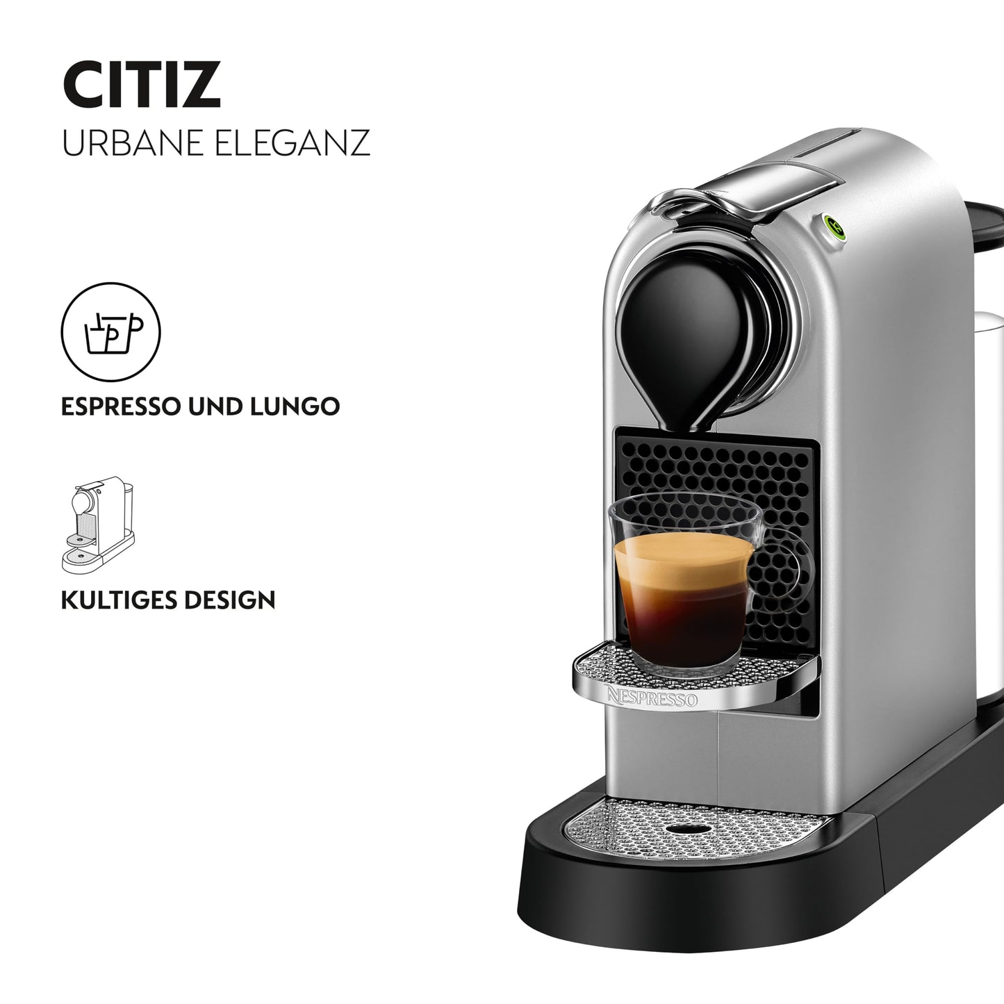 Nespresso Krups CitiZ Kaffeemaschine Silber, 1L Tank, 1260W